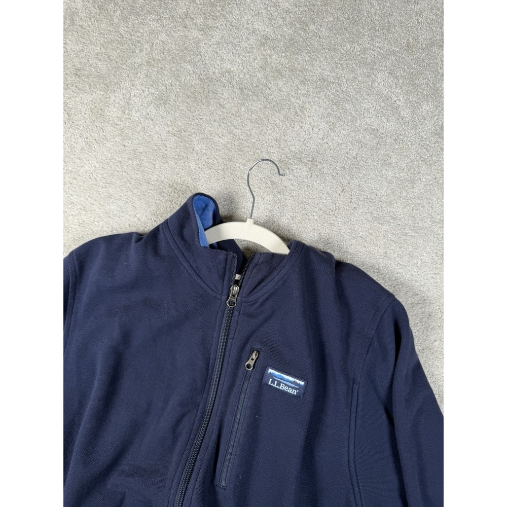 LL Bean Full-Zip Large Reg Navy Blue Comfort Stretch Pique Sweater 513823 - Picture 10 of 10